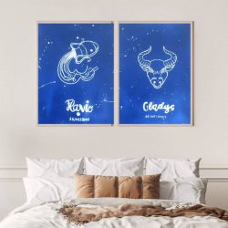 Affiches astrologie COUPLE personnalisées – Lot de 2 affiches signe du zodiaque