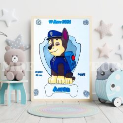 Affiche naissance Pat Patrouille personnalisée