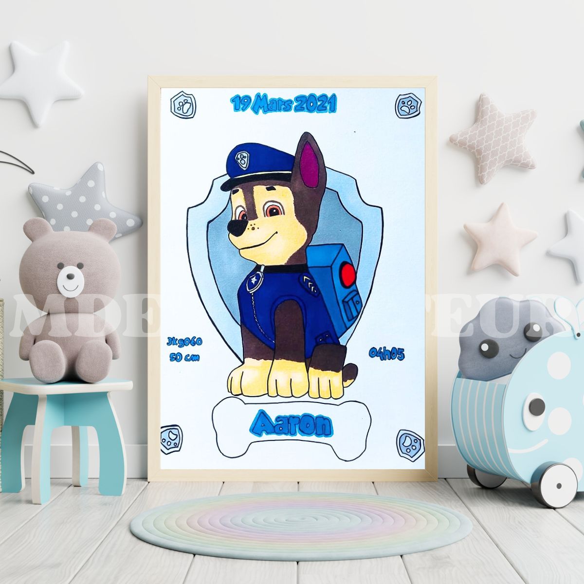 affiche naissance Pat Patrouille personnalisée