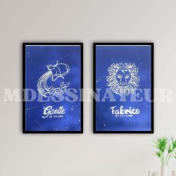 Affiches astrologie COUPLE personnalisées – Lot de 2 affiches signe du zodiaque