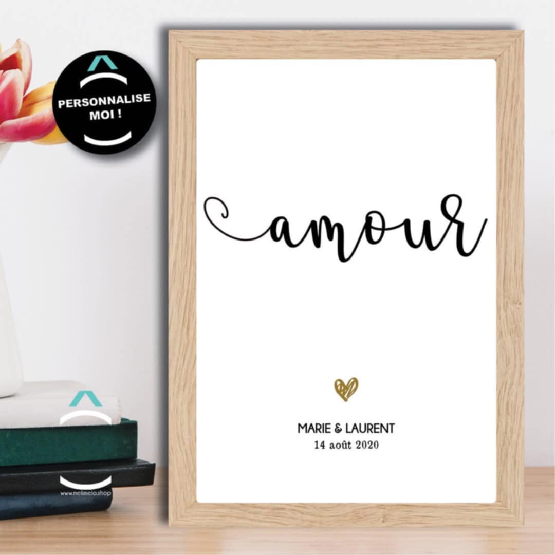 affiche amour personnalisée avec prénoms et date spéciale