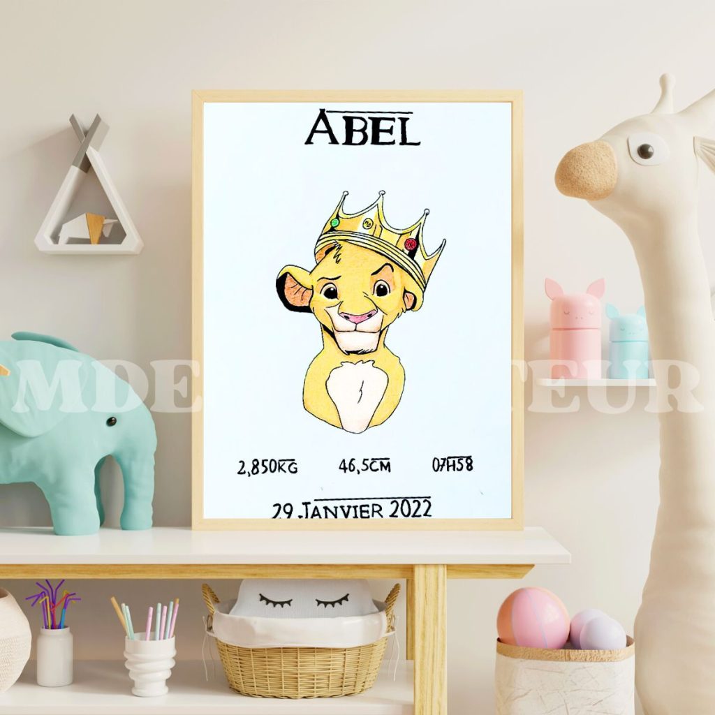 affiche-naissance-roi-lion-personnalisee