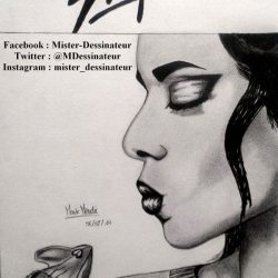 Portrait Shy’m fait main – dessin réaliste au crayon (Format A4)