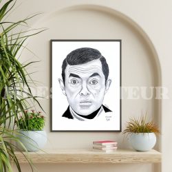Portrait humoristique de Mr Bean – Dessin réaliste fait main (Format A4)
