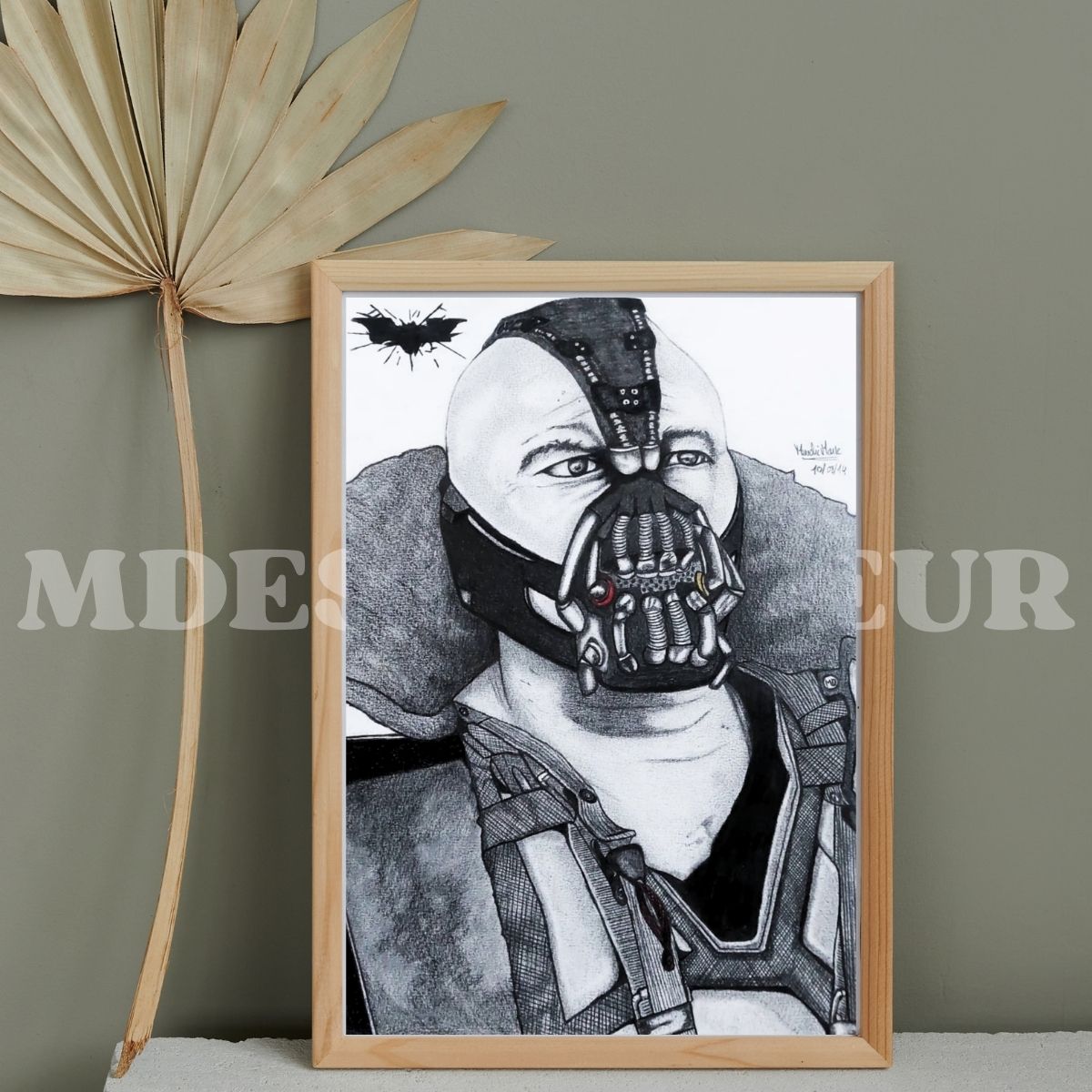 Portrait Bane Batman fait main – dessin réaliste au crayon format A4