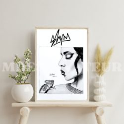 Portrait Shy’m fait main – dessin réaliste au crayon (Format A4)
