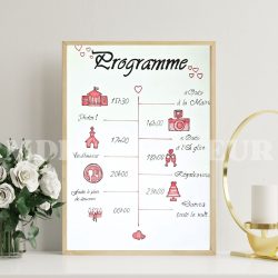 Panneau déroulement Mariage – Programme personnalisé