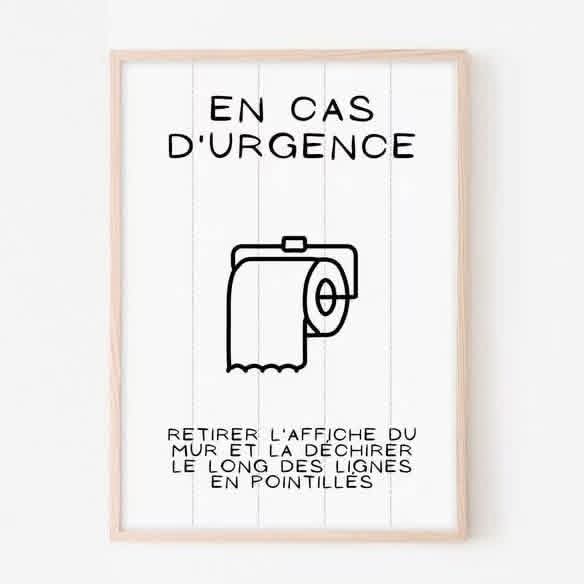 Affiche WC en cas d'urgence